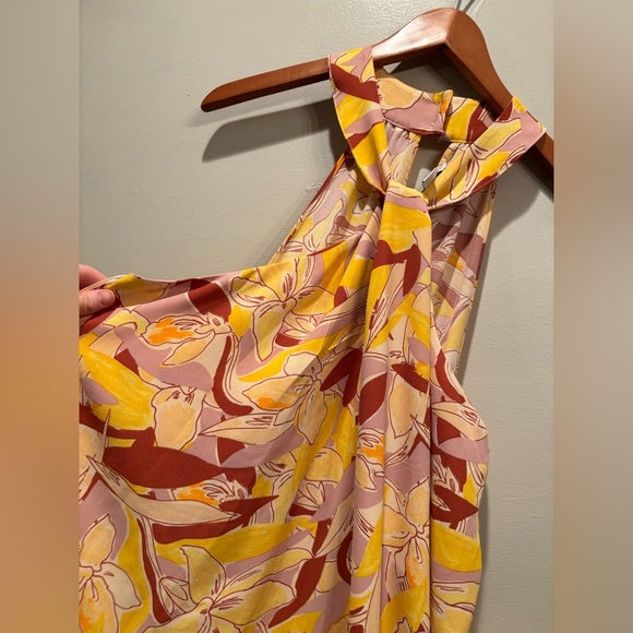 Wide leg jumpsuit halter top size XL feminine floral vacation island tropical - Picture 7 of 16